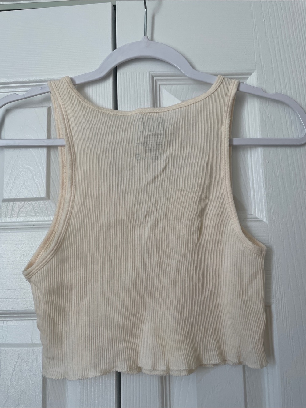 BDG Cream Ribbed Snap-Front Cropped Tank - Picture 3 of 3
